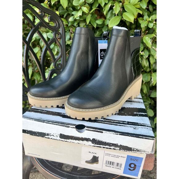 Dolce Vita Chelsea Boot Rancher Chunky Sole Womens Black Tan Size 9 - Picture 2 of 5